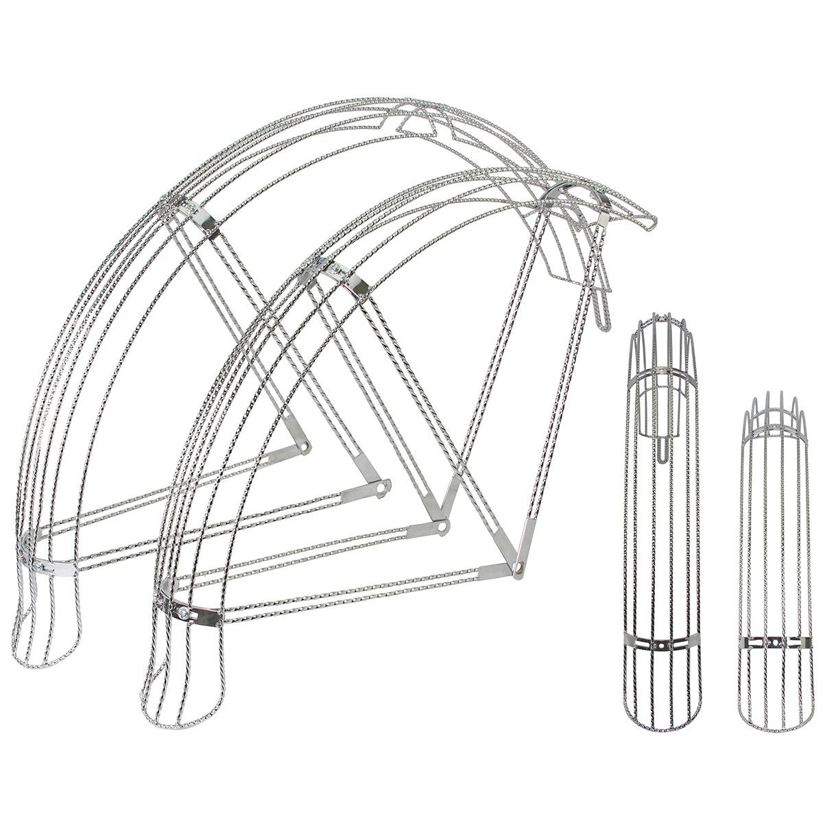 26 Flared Twisted Adjustable Fender W/5 Braces Set Chrome.